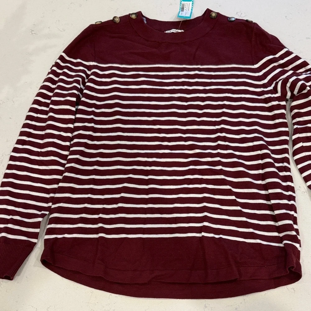 Pink Clover Burgundy and White Sweater - Picture 1 of 4